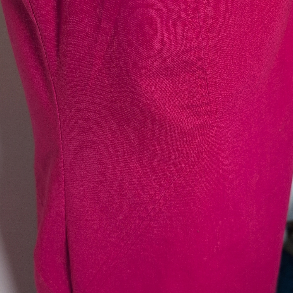J. G. Hook Women's Sheath Dress 10 Red Linen/Cotton Lined Knee Length Classic - Picture 3 of 12